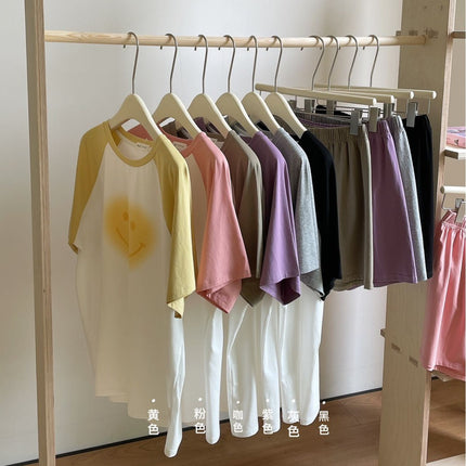 [Ice pure cotton contrast color smiley face home wear suit]]