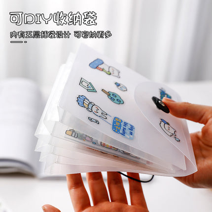 Strap PP material transparent hand account sticker storage book A6 mini Office folder multi-layer business card bill holder