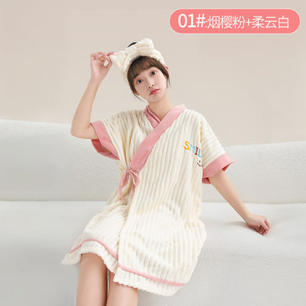 New Style Thickened Bath Towel Girls Can Wear Wrap Cotton Absorbent Quick-drying Household Nightgown Autumn and Winter Bathing Bathrobe Bath Skirt