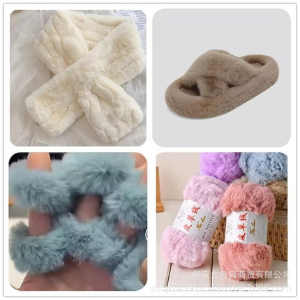 Nine-color bird thick fur line imitation fur fluff line long hair mink hat handmade scarf knitting diy wool ball