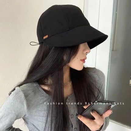 Spring and Summer Celebrity Style High-Value Sun Protection Hat for Women, Adjustable Drawstring, Versatile Face-Covering, Trendy Small-Face Fisherman Hat
