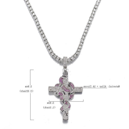 European and American Hip Hop Color Viper Cross Pendant for Men and Women Street Fashion Jewelry Necklace Yiwu Source Factory