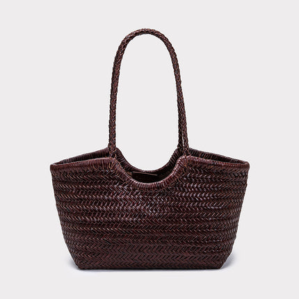 Leather Woven Tote Bag / Sac Tressé Cuir Femme