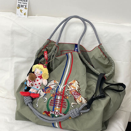 New Canvas Bag Embroidered Shopping Bag Tote Bag Large Capacity Bag Women's Handbag Crossbody Bag