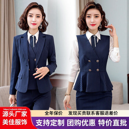 2023 Professional Suit Set for Women, Autumn and Winter Business Formal Wear, Ol Hotel Front Desk Manager, Sales Department Work Clothes, White-Collar Workers
