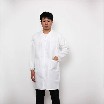 Double-Needle Stitched White Uniform Coat, Food-Grade White Coat, Kitchen Coat, Thickened and Reinforced White Coat, Workwear