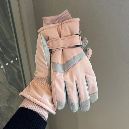 Ski Gloves for Men and Women, Winter Cold-Proof Gloves, Velvet, Thickened, Waterproof, Non-Slip, Outdoor Sports Cycling Touch Screen Gloves