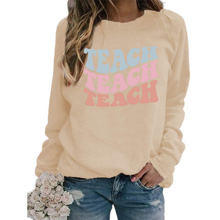Amazon foreign trade source teach printed round neck jacket sweater European size European and American women's coat long sleeve autumn and winter