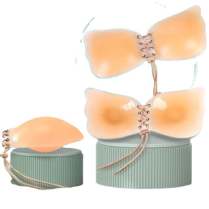 Full Silicone Mango Breast Patch Invisible Buckle Strapless Pull-Up Goddess Bra Patch Feather Push-Up Round Cup Breast Patch