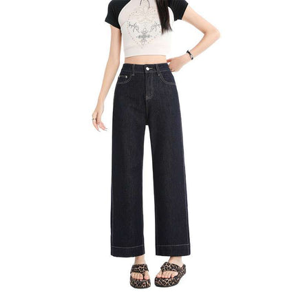 Wholesale Dropshipping Straight-Leg Hip-Covering Magic Pants ~ Spring and Summer Stretchy Straight-Leg Pear-Shaped Petite Slimming Cropped Jeans