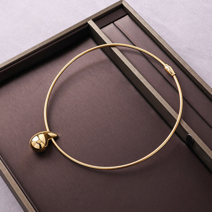 Cross-border Amazon fashion large water drop necklace set simple smooth opening retro metal magnetic collar jewelry