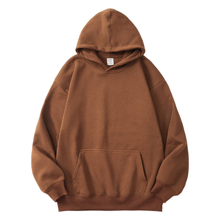 2025 Autumn/Winter 1334 Style Loose Casual 350g Fleece Solid Color Fleece-Lined Thick Pullover Hoodie