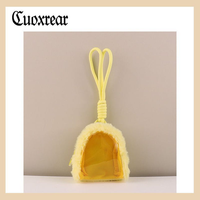 Original Plush Transparent Storage Bag Mini Cute Coin Purse Canvas Earphone Bag Storage Hanging Bag