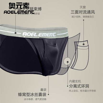 Gunshot Separate Underwear Vein Men's Briefs Breathable U-Convex Sperm Ice Silk Scrotum Curvose Shorts Head