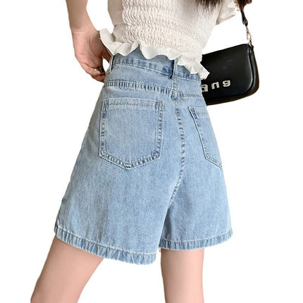 Split Denim Short Skirt Women's Skirt Pants 2024 Summer New Slimming High Waist A- Line Pants Skirt with Lining Half-length Skirt