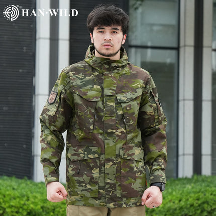 Hanye Outdoor Tactical Windbreaker Mid-Length M65 Jacket Spy Shadow Men's Waterproof Autumn and Winter Jacket