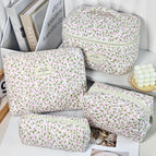 Green leaves pink flowers / Small size-pencil bag (25*7*1)