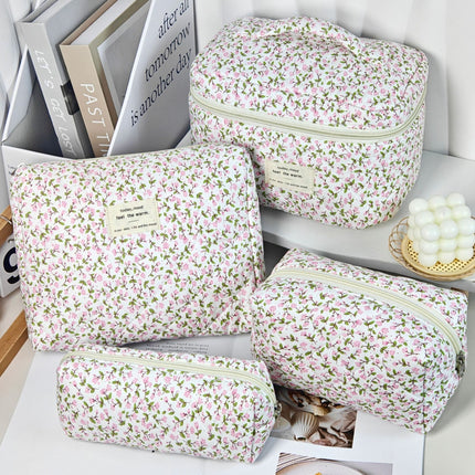 Cross-Border Best-Selling Polyester-Cotton Cosmetic Bag for Women, Large Capacity Travel Portable Toiletry Bag, Makeup Brush Storage Bag