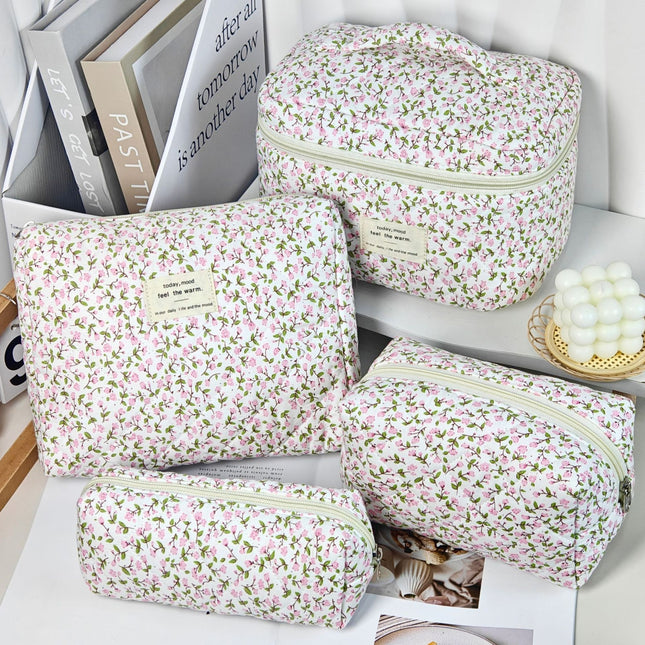 Cross-Border Best-Selling Polyester-Cotton Cosmetic Bag for Women, Large Capacity Travel Portable Toiletry Bag, Makeup Brush Storage Bag