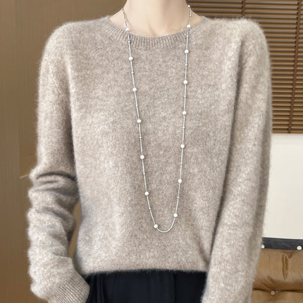 One-Line Ready-To-Wear Round Neck Wool Sweater Seamless Stereo Knitted 100% Wool Zero-Touch Autumn and Winter Seamless Base Sweater