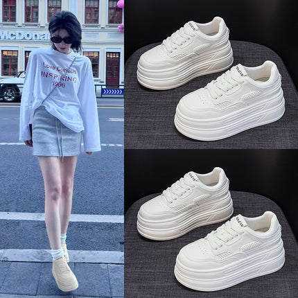 White Sneakers for Women, 2026 Spring New Versatile Mesh Breathable Thick-Soled Sports Casual Shoes, Lightweight Sneakers