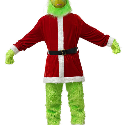 Santa Claus Grinch Green Furry Monster Grinch Party Performance Costume Cross-Border Christmas Costume Cosplay Set