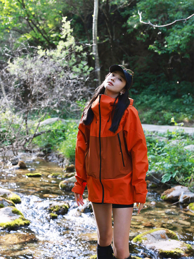 Spring and Autum Jacket Orange Orange Windproof New Anti-Splash Camping Style Travel Hiking Mountaineering Clothing Outdoor Cover for Men and Women