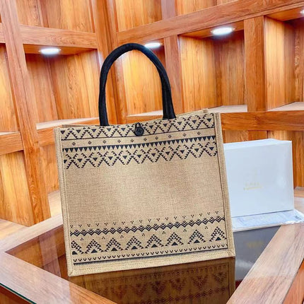 Linen Tote Bag New Fashion Commuter Large Capacity Tote Bag Mummy Going Out Carrying Bag Student Mend-up Bag