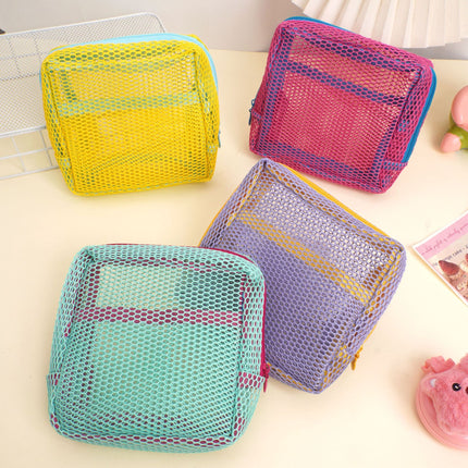 Korean Dopamine Mesh Tofu Bag Portable Travel Toiletry Cosmetics Storage Bag Makeup Bag Mesh Sundry Bag