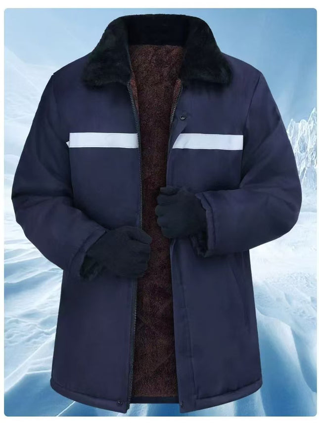 Winter cotton-padded jacket reflective strip fleece-lined thickened labor protection overalls outdoor warm cold-proof cotton-padded coat site coat