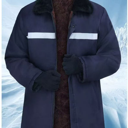 Winter cotton-padded jacket reflective strip fleece-lined thickened labor protection overalls outdoor warm cold-proof cotton-padded coat site coat