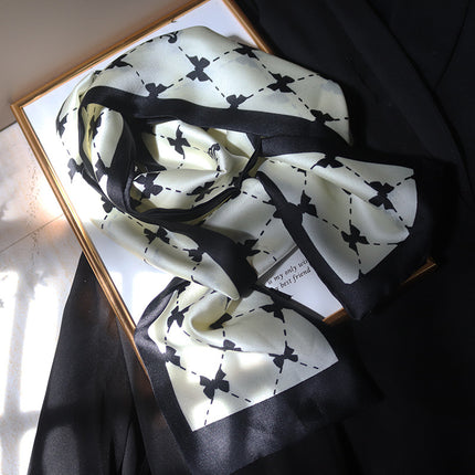 Spring and Summer New Double-layer New Silk Satin Neck Protection Scarf Women's Autumn and Winter Matching Shirt Elegant All-match Scarf
