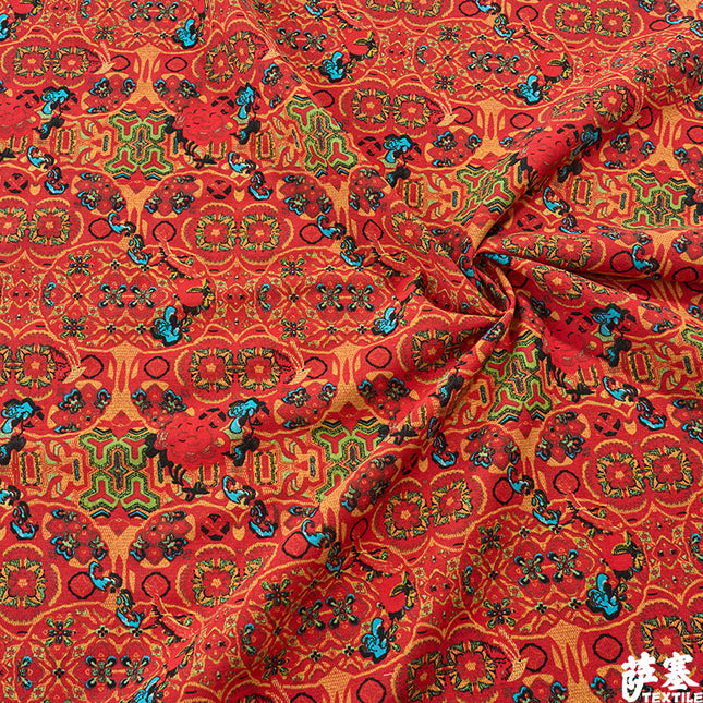 Hemp Cotton Digital Printed Fabric Yunnan Lijiang Retro Bohemian Fabric Hotel Pillow Bar Tablecloth