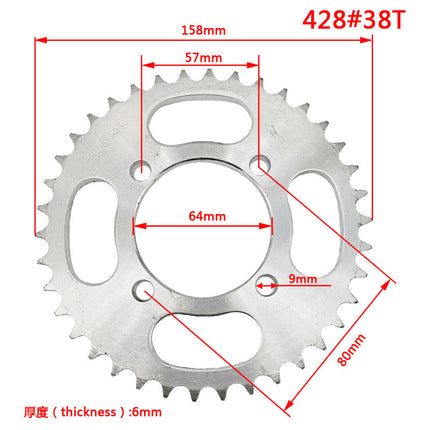428 tooth plate 28 32 34 38T tooth sprocket electric vehicle modification accessories tricycle chain plate single row gear plate