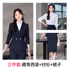 Navy suit + shirt + skirt / S