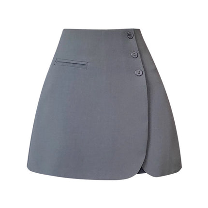 Short Skirt Real Shot 2024 New Autumn Style Asymmetrical Suit Skirt Women's High Waist Hip Skirt Culottes A-Line Skirt