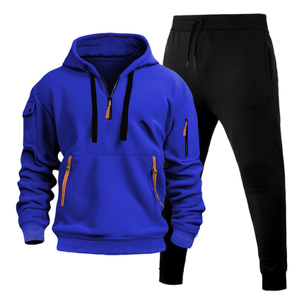 Cross-Border Autumn and Winter Men's Sweatshirt Hoodie Zipper Multi-Pocket Pullover Men's Sports and Leisure Suit