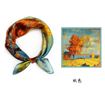 53*53cm Spring and Summer Sun Protection Neck Scarf Women's Easiest for Match Hangzhou Silk Small Square Scarf