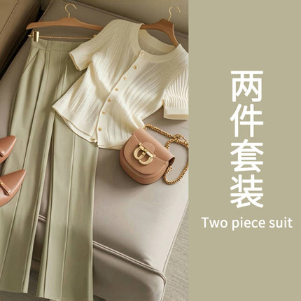 2024 New Style Elegant Wear a Set of Slimming Age-reducing Fashionable Salt Light Mature Casual Two-piece Suit Women's Summer