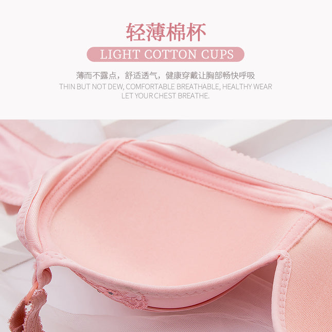 Hot Cross-border Middle-aged and Elderly Underwear Bra for Female Mothers without Steel Ring Adjustable Breathable chubby girl plus size Gather-up Bra