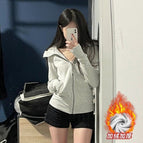1.5 # Light gray [hooded double zipper fashionable and versatile] plus velvet style / S [recommended below 50kg]