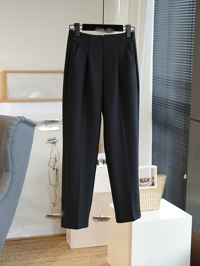 High-grade Straight Pipe Pants Loose Slimming Casual Suit Pants Women's Cropped Harem Pants