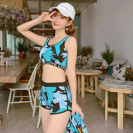 2026 New Style Two-Piece Conservative Tummy-Concealing Slimming Square-Leg Sports Student Plus-Size Hot Spring Swimwear