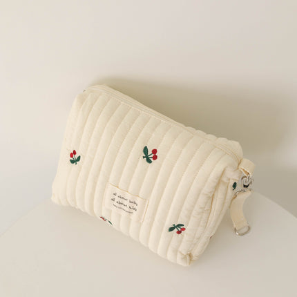 New Zipper Embroidered Cotton Mummy Bag Baby Trolley Hanging Bag Diaper Bag Portable for Going Out