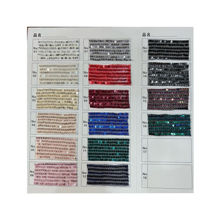26 Colors in Stock 3mm Straight Strip Spandex Elastic Mesh Fabric Sequin Embroidery Fabric Dress Clothing Spring and Summer Sequin Fabric