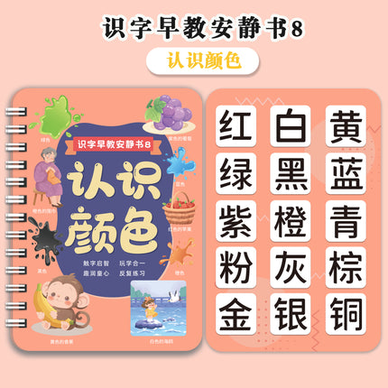 Literacy Early Education Quiet Book for Young Children Aged 3-6 Years Old Literacy Enlightenment Paste Tear-Off Book Educational Toys