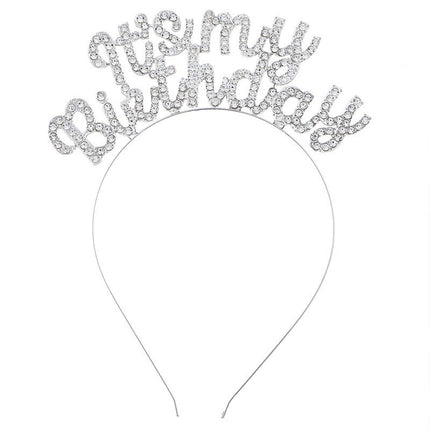 Cross-Border It's My Birthday Party Birthday Headband Metal Letter Headband Holiday Cake Decoration Headdress