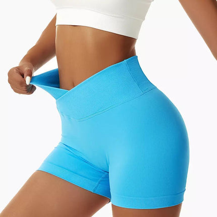 European and American Outdoor Yoga Shorts Elastic High Waist Running Fitness Tight Peach Hip Seamless Sports Shorts for Women