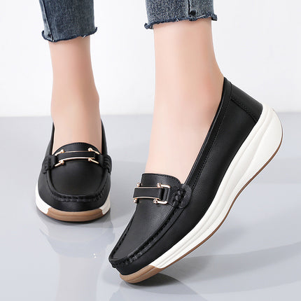 Plus-Size Women's Shoes with Thick Soles and Height Increase, 2024 Spring New Platform Wedge Slip-On Shoes, Casual Shoes for Mothers