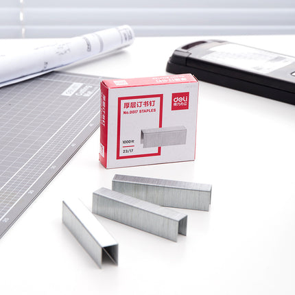 Deli 0017 Thick Staples 23/17 Staples Can Book 130 Pages 1000/Box Office Supplies